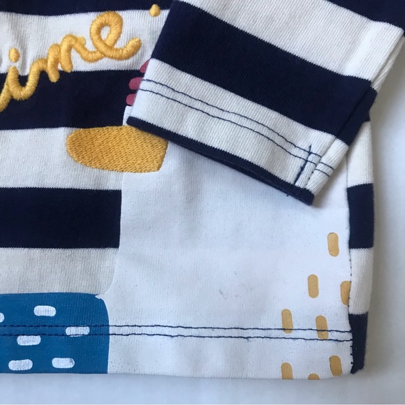 NWOT Du Pareil Au Même (DPAM) Blue Striped Long Sleeve Shirt, Size 9 Months. - Picture 3 of 5